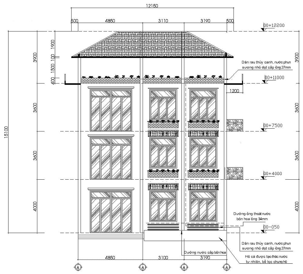 Thiết kế biệt thự 4 tầng